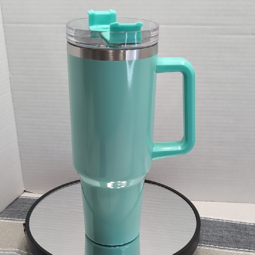 Shimmer Mint Green Tumbler w/ Handle 40 oz - Picture 8 of 9